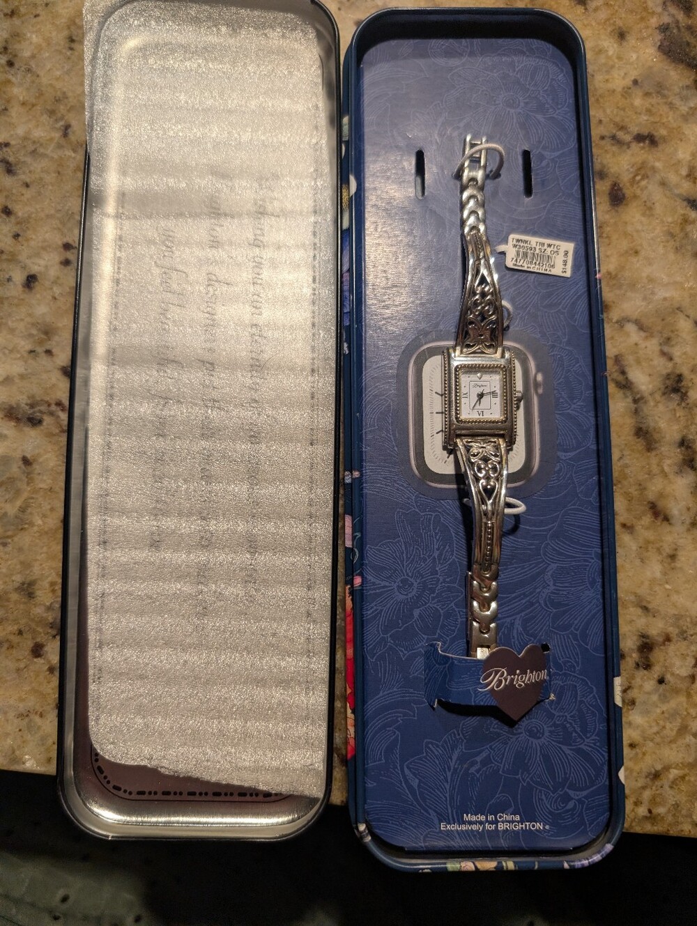 Brighton Silver Plated Hamilton Watch Floral & Butterfly Motifs Womens